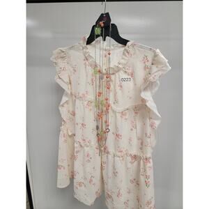 Ditsy Floral Boho Flutter Sleeve Blouse with New matching Jewelry Ensemble
